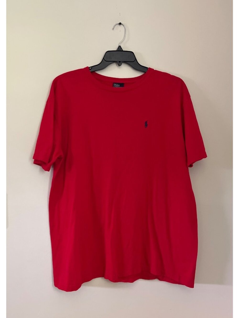 Vintage Polo Ralph Lauren Mens Large Red Short Sleeve T-Shirt Logo Solid